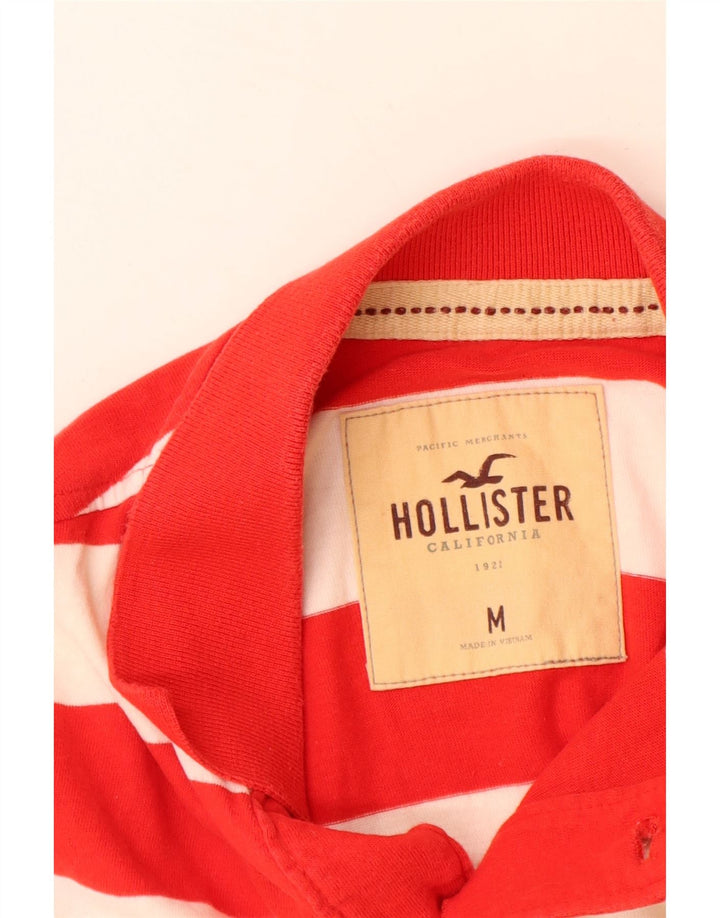 HOLLISTER Mens Polo Shirt Medium Red Striped