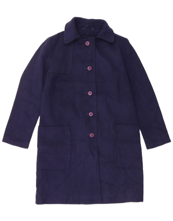 Marks & Spencer Womens Overcoat UK 10 Small Navy Blue