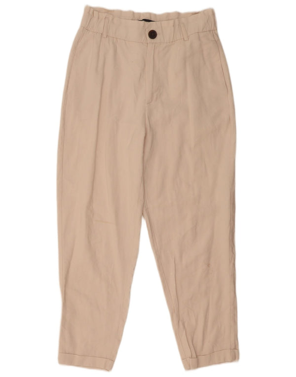 Zara Womens High Waist Tapered Casual Trousers Small W26 L25 Off White