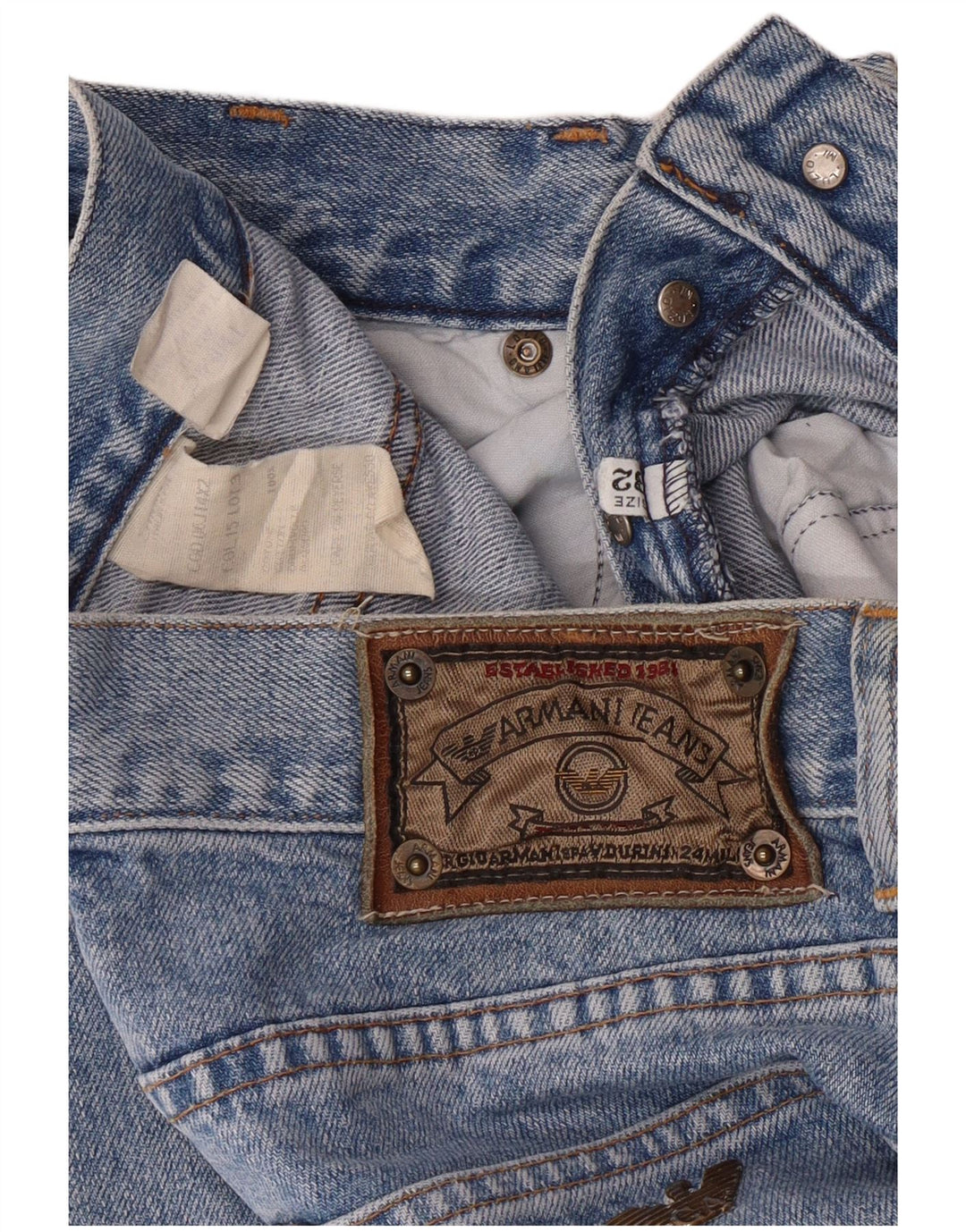 Armani Mens High Waist Straight Jeans W32 L29 Blue Cotton