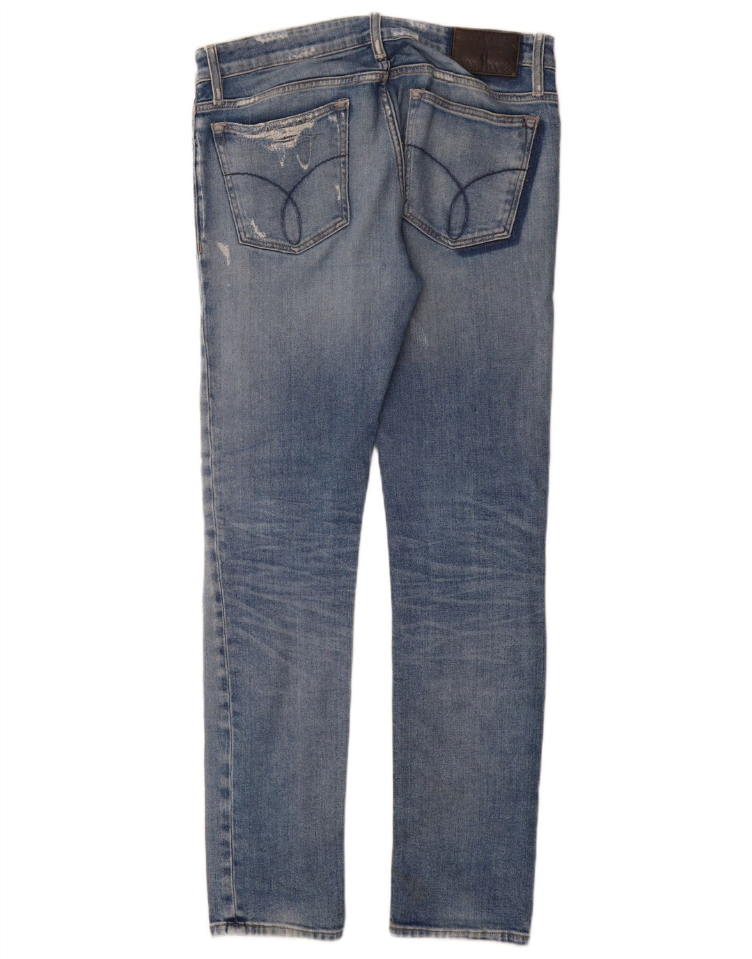 Calvin Klein Mens Distressed Slim Jeans  W32 L34 Blue Cotton