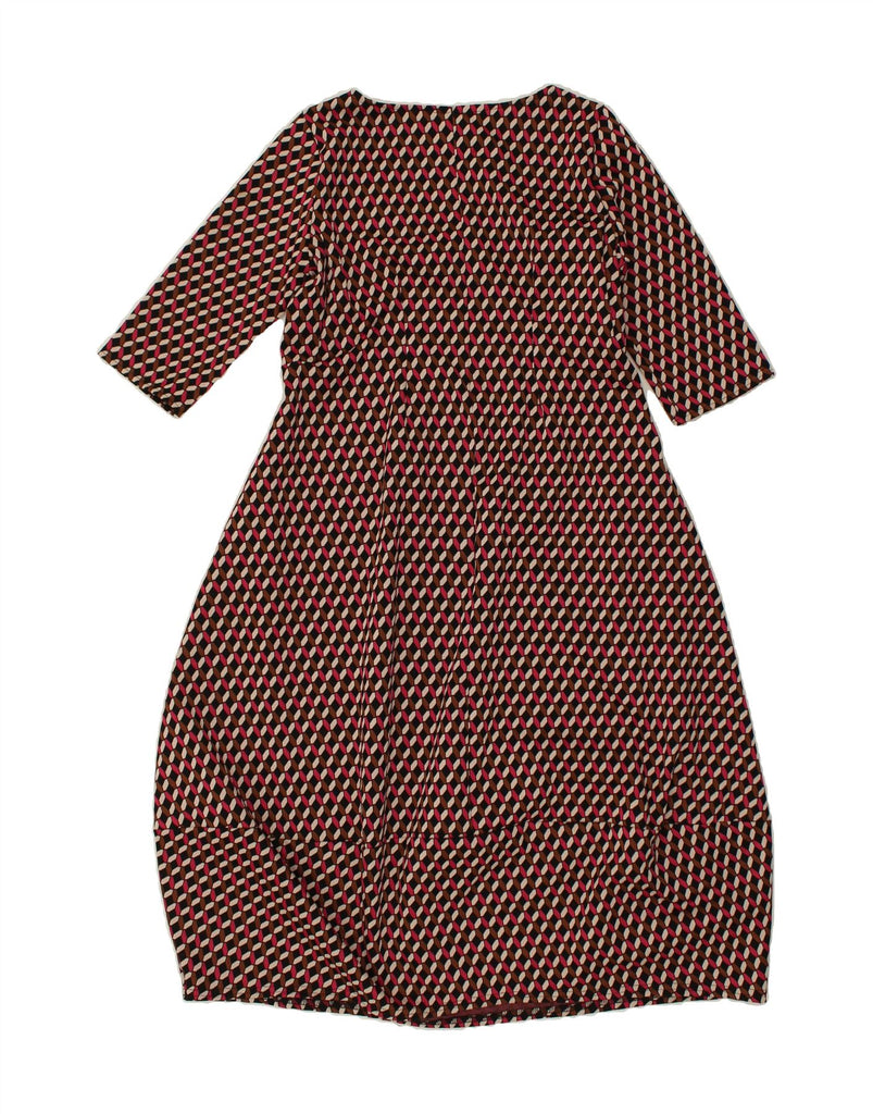 VINTAGE Womens A-Line Dress UK 14 Large Brown Geometric Polyester Vintage Vintage and Second-Hand Vintage from Messina Hembry 