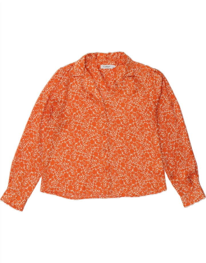 CONBIPEL Womens Shirt Blouse UK 16 Large Orange Floral Polyester Vintage Conbipel and Second-Hand Conbipel from Messina Hembry 