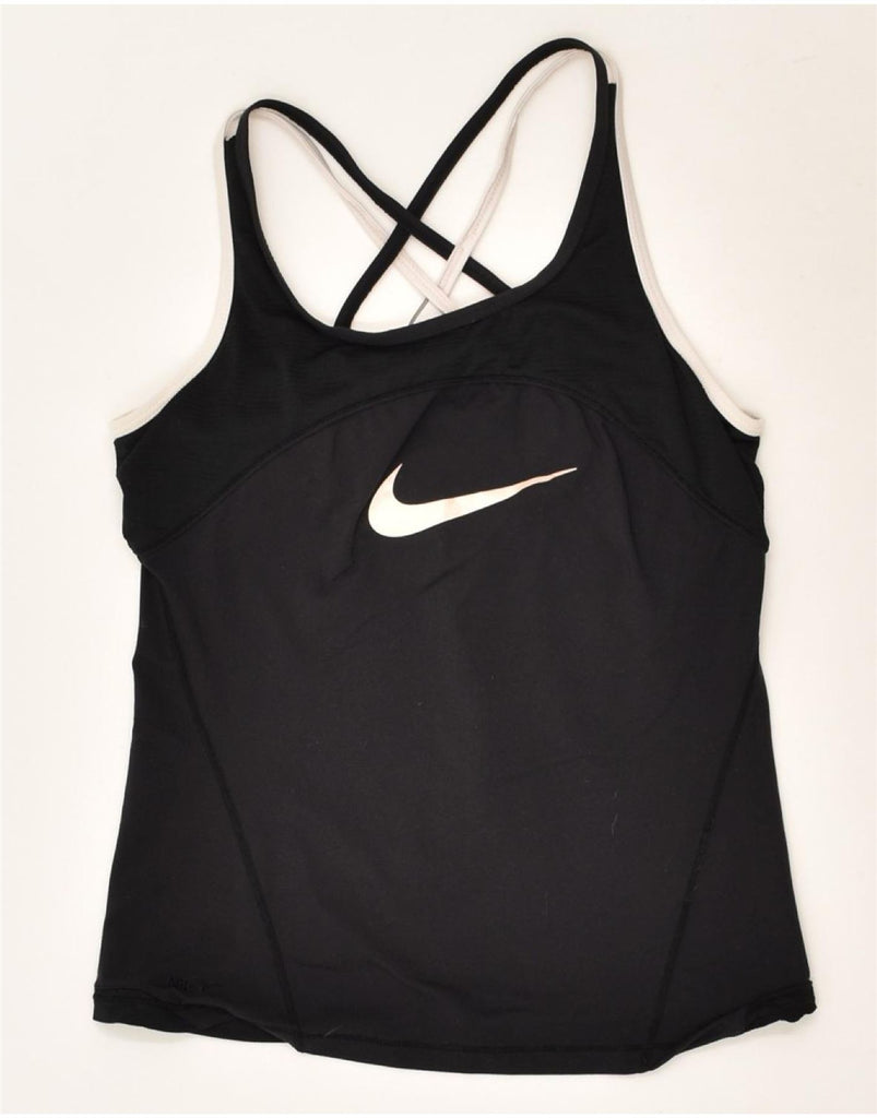 NIKE Womens Vest Top UK 10/12 Medium Black Nylon | Vintage Nike | Thrift | Second-Hand Nike | Used Clothing | Messina Hembry 