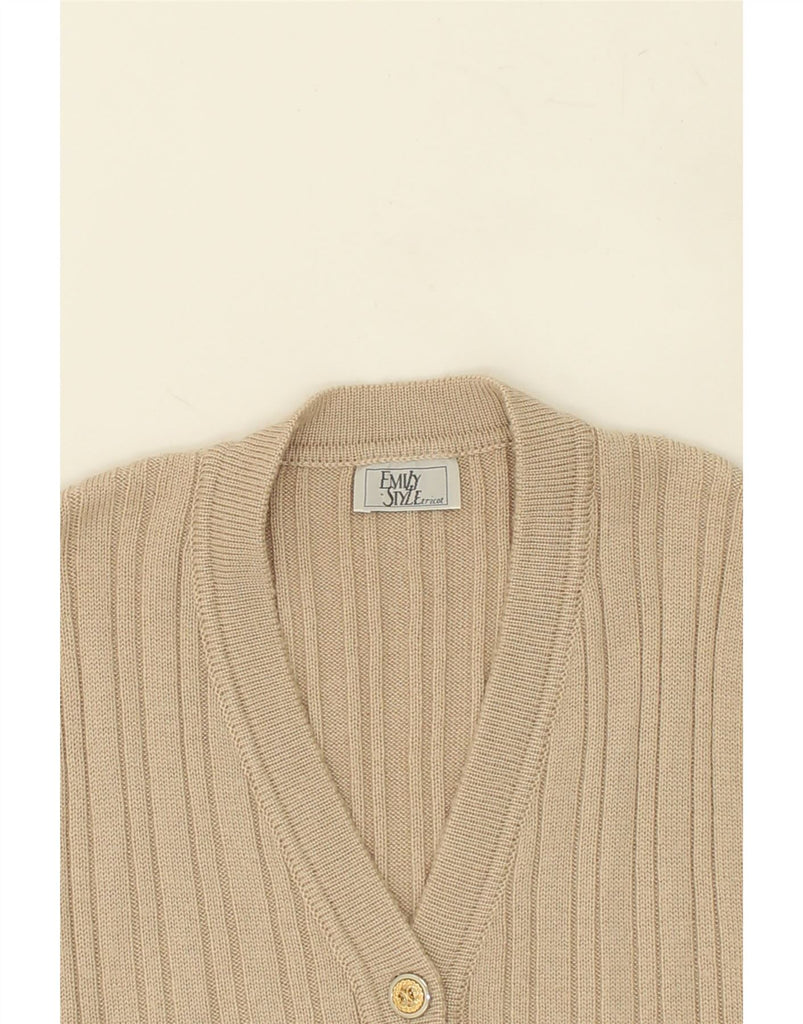 VINTAGE Womens Sleeveless Cardigan Sweater UK 14 Large Beige Wool | Vintage Vintage | Thrift | Second-Hand Vintage | Used Clothing | Messina Hembry 