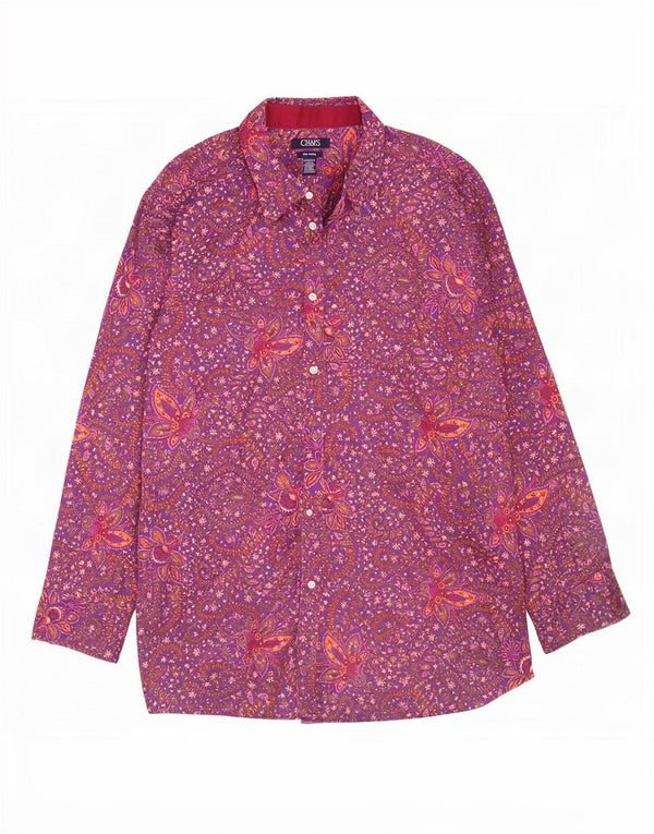 Chaps Womens Shirt UK 20 2XL Purple Paisley Cotton