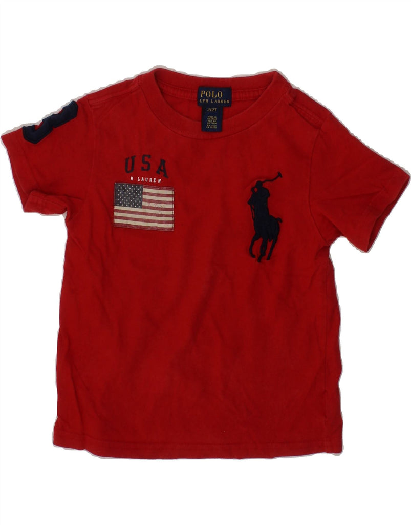 POLO RALPH LAUREN Baby Boys Graphic T-Shirt Top 18-24 Months Red USA Vintage Polo Ralph Lauren and Second-Hand Polo Ralph Lauren from Messina Hembry 
