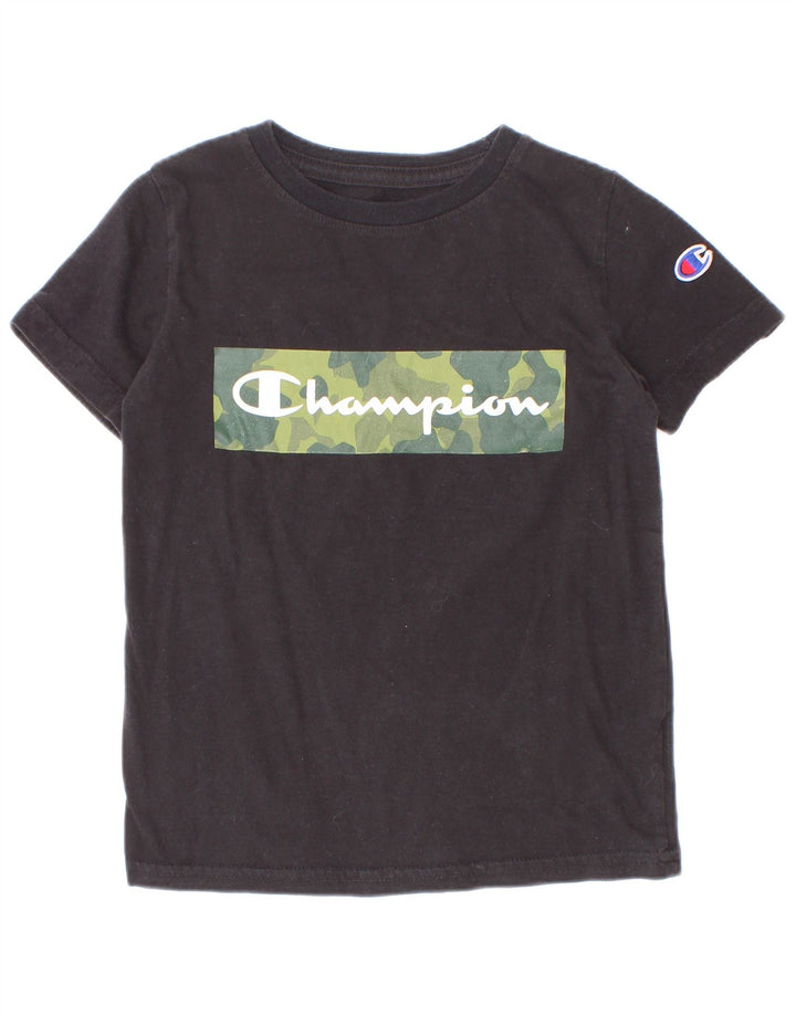 Champion Boys Graphic T-Shirt Top 4-5 Years Black Cotton