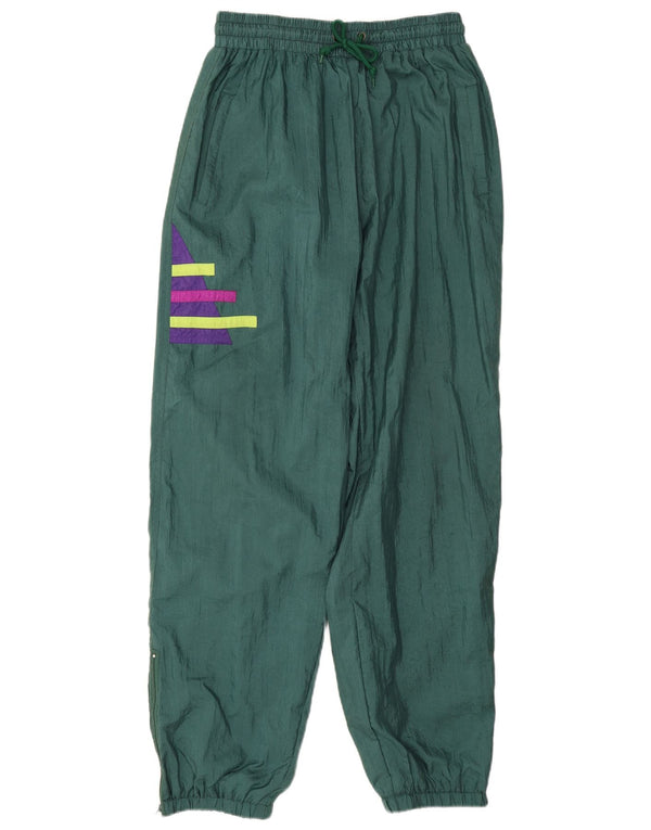 Vintage Mens Tracksuit Trousers Joggers Large Green Geometric Polyamide