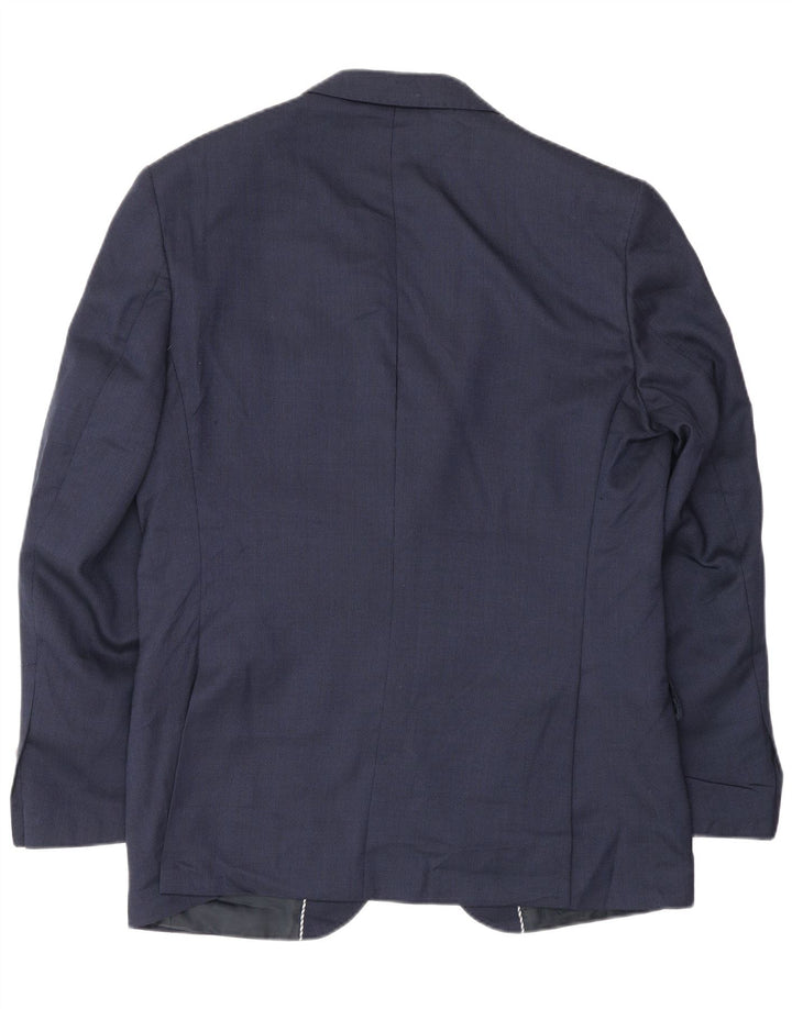Marks & Spencer Mens 2 Button Blazer Jacket UK 40 Large Navy Blue Pinstripe