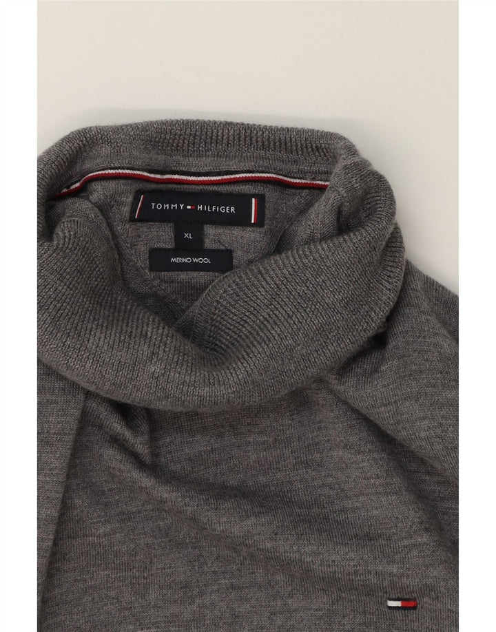 TOMMY HILFIGER Mens Roll Neck Jumper Sweater XL Grey Merino Wool Vintage Tommy Hilfiger and Second-Hand Tommy Hilfiger from Messina Hembry 