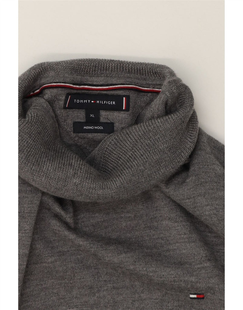 TOMMY HILFIGER Mens Roll Neck Jumper Sweater XL Grey Merino Wool Vintage Tommy Hilfiger and Second-Hand Tommy Hilfiger from Messina Hembry 
