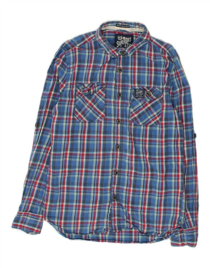 SUPERDRY Mens Shirt Medium Blue Check Cotton | Vintage Superdry | Thrift | Second-Hand Superdry | Used Clothing | Messina Hembry 