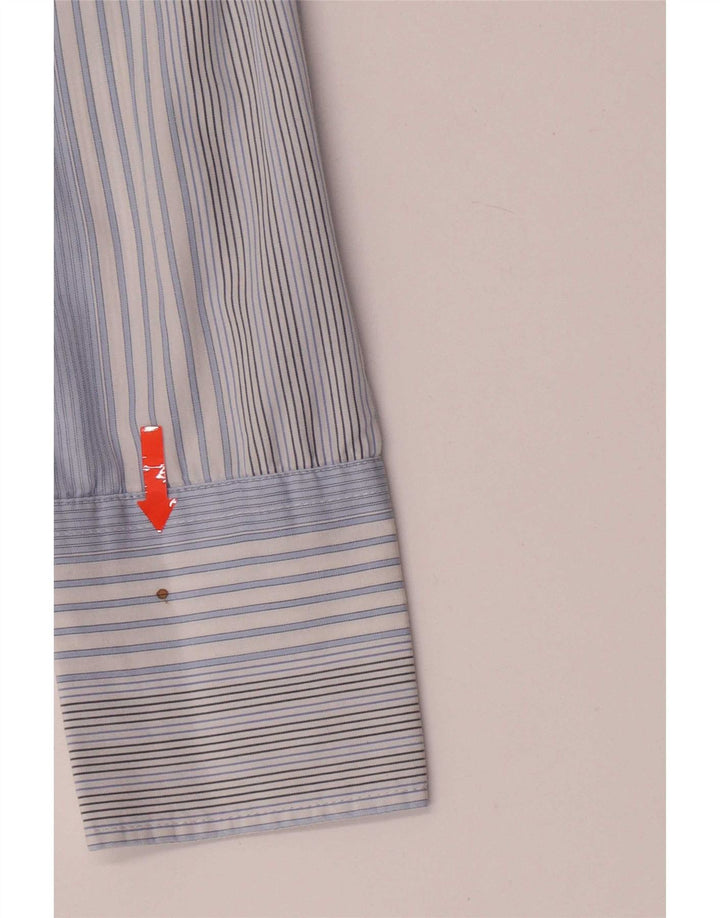 Sisley Womens Shirt UK 10 Small Blue Striped Cotton