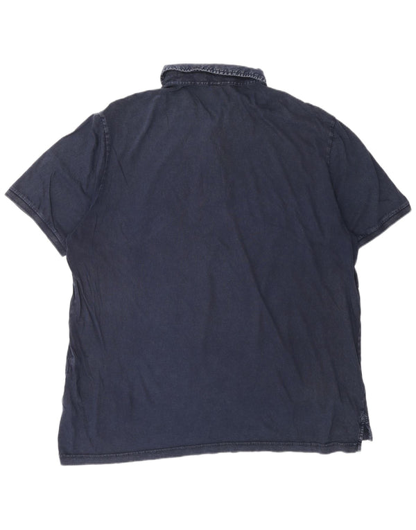 NAPAPIJRI Mens Geographic Polo Shirt 3XL Navy Blue Cotton