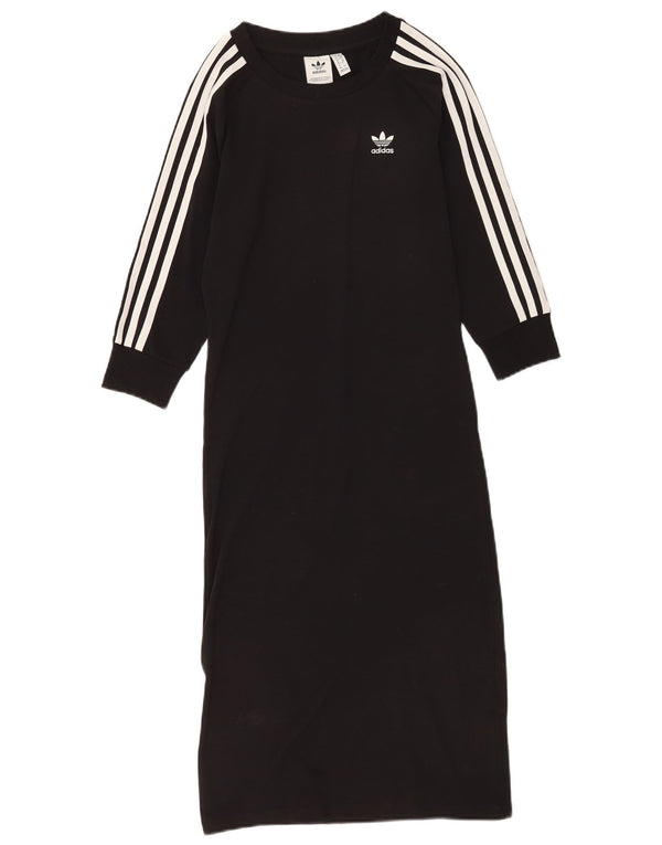 Adidas Womens Long Sleeve T-Shirt Dress UK 10 Small Black Polyester