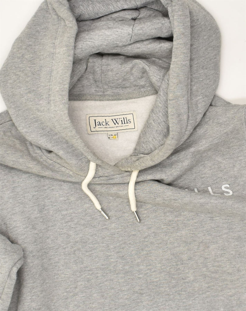 JACK WILLS Womens Hoodie Jumper UK 12 Medium Grey Cotton | Vintage Jack Wills | Thrift | Second-Hand Jack Wills | Used Clothing | Messina Hembry 