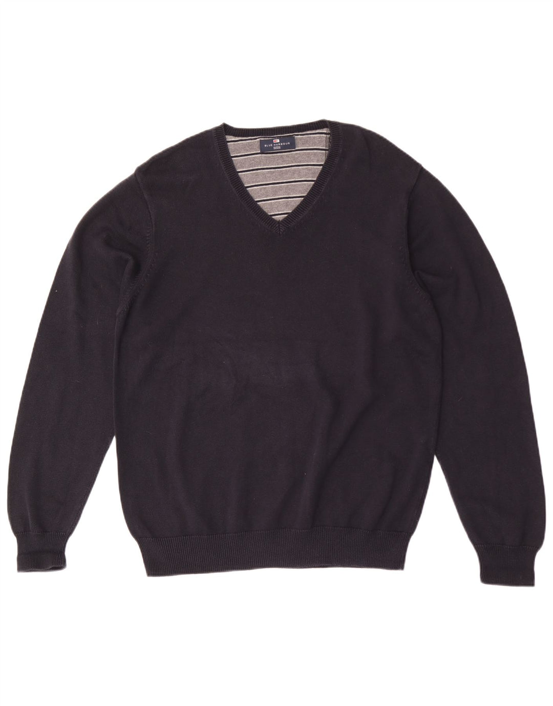Marks & Spencer Mens Blue Harbour V-Neck Jumper Sweater Large Navy Blue