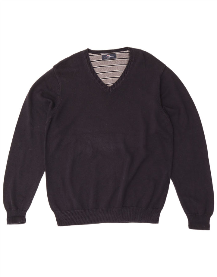 Marks & Spencer Mens Blue Harbour V-Neck Jumper Sweater Large Navy Blue