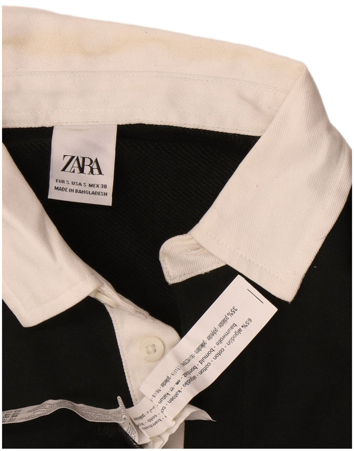 Zara Mens Polo Neck Sweatshirt Jumper Small Black Cotton