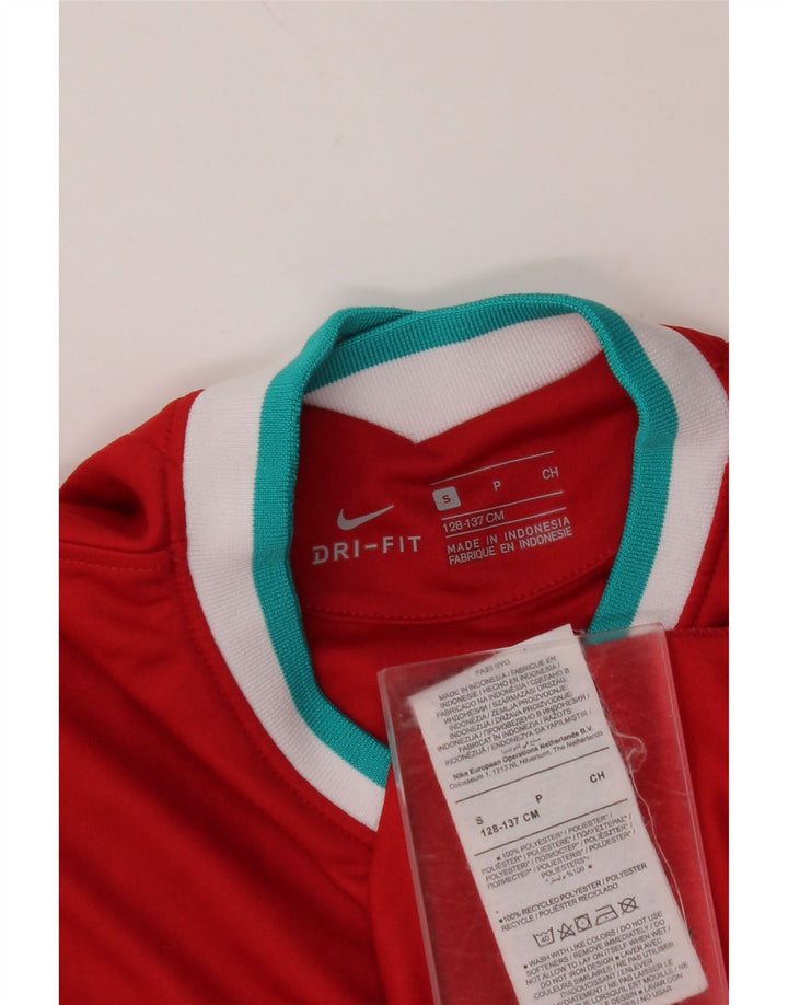 NIKE Boys Liverpool Graphic T-Shirt Top 8-9 Years Small Red Colourblock