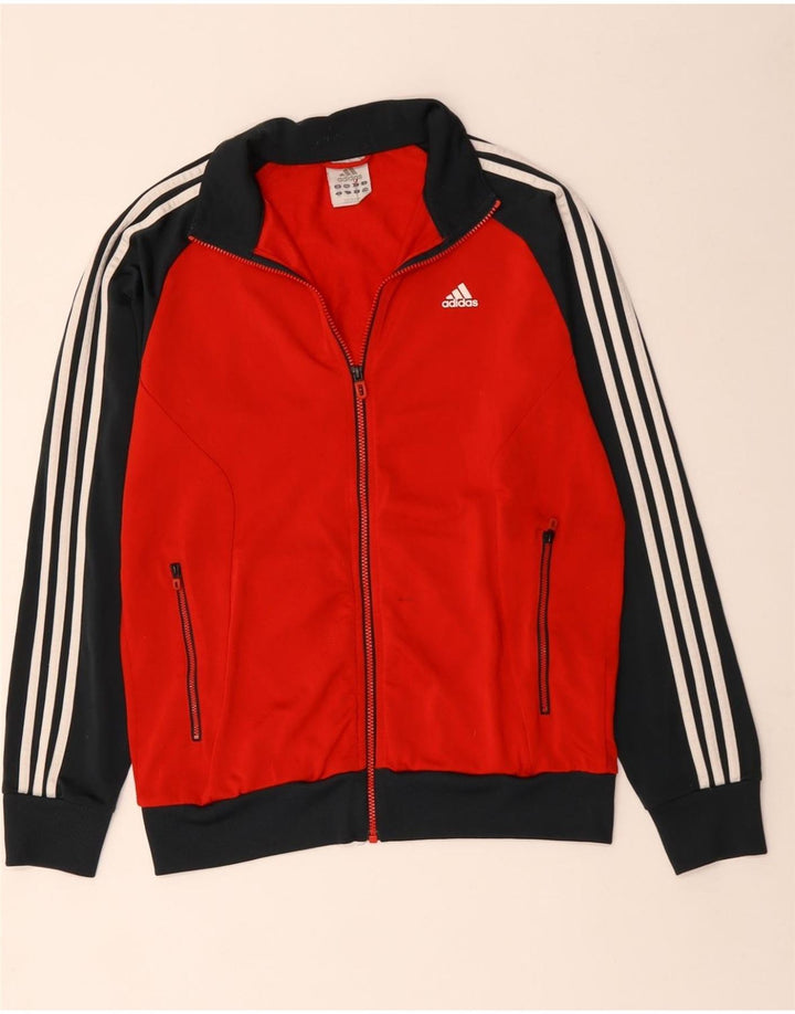 ADIDAS Mens Tracksuit Top Jacket UK 40/42 Medium Red Colourblock Polyester