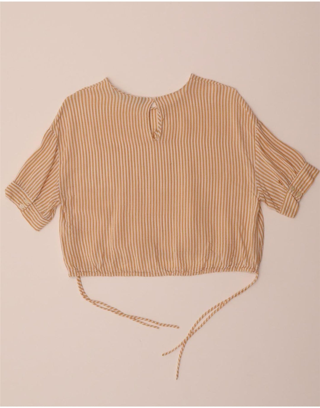 ZARA Womens Crop Blouse Top UK 10 Small Beige Striped Viscose Vintage Zara and Second-Hand Zara from Messina Hembry 