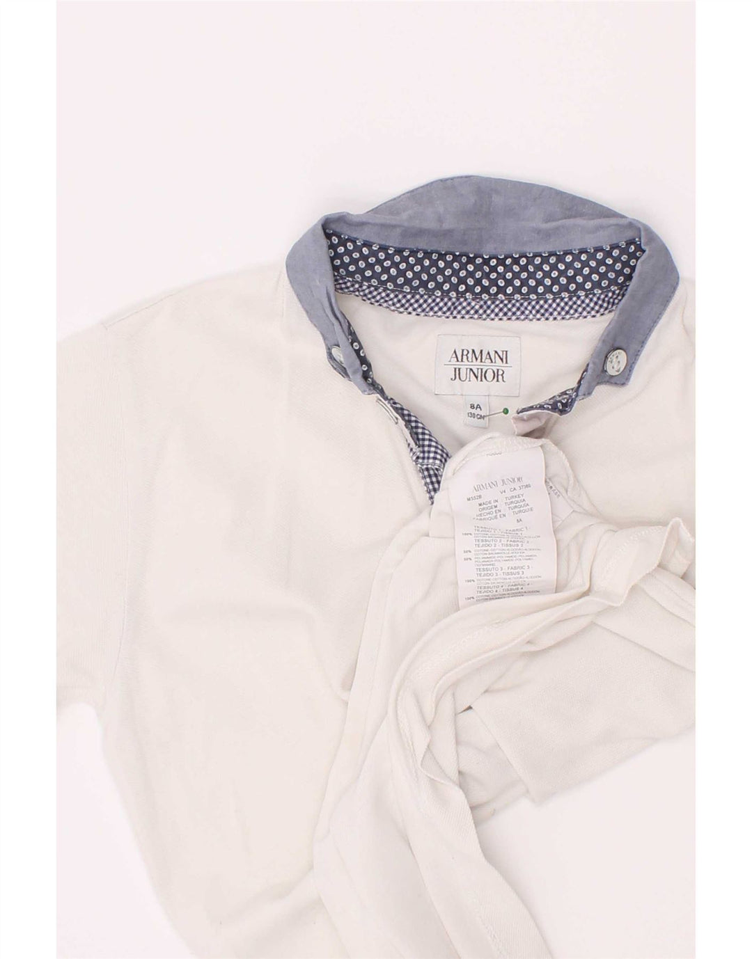 Armani Junior Boys Polo Shirt 7-8 Years White Colourblock Cotton