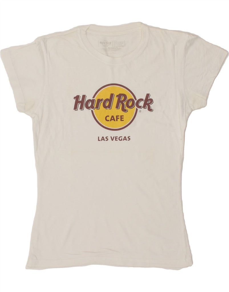 HARD ROCK CAFE Womens Las Vegas Graphic T-Shirt Top UK 10 Small White | Vintage Hard Rock Cafe | Thrift | Second-Hand Hard Rock Cafe | Used Clothing | Messina Hembry 