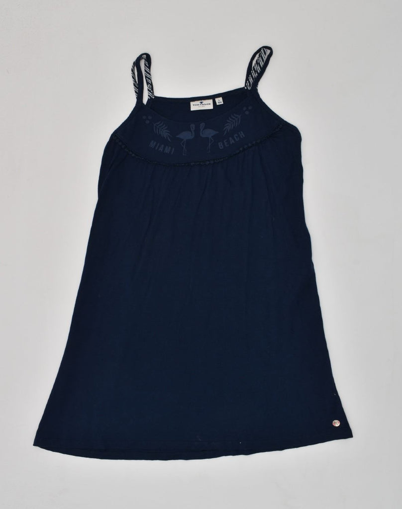 TOM TAILOR Girls Sleeveless Sundress 13-14 Years Large Navy Blue Cotton | Vintage Tom Tailor | Thrift | Second-Hand Tom Tailor | Used Clothing | Messina Hembry 