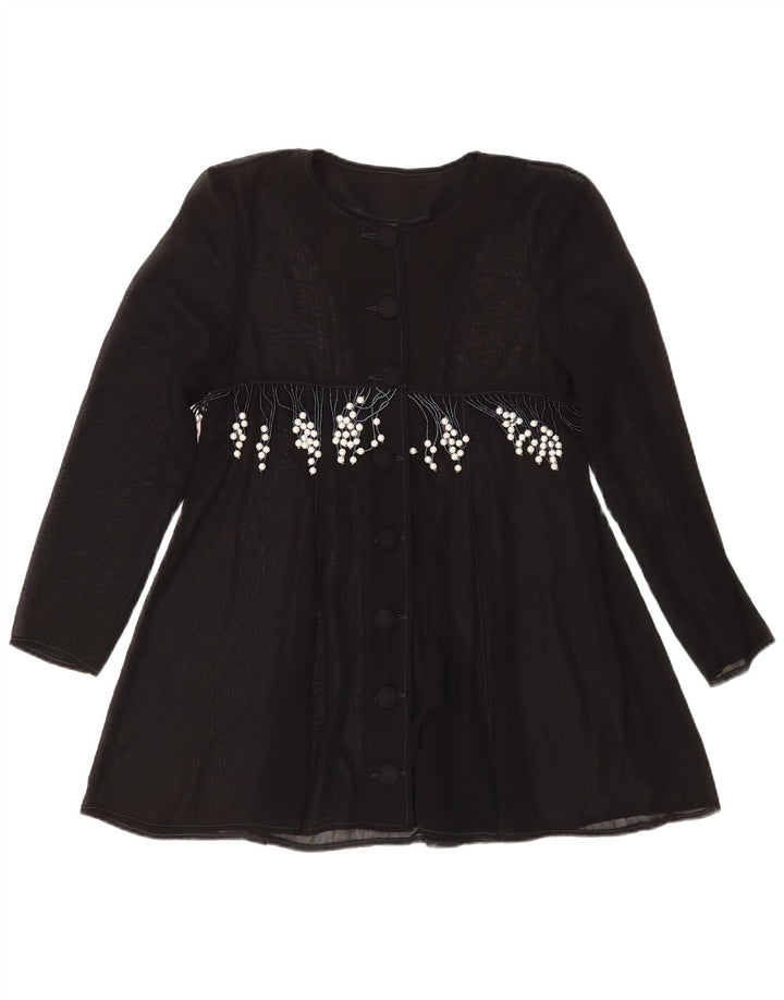 Vintage Womens Shirt Blouse UK 14 Medium Black