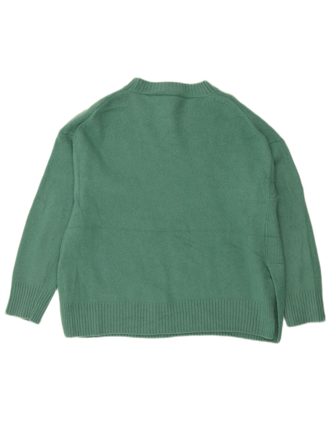 Benetton Womens Boat Neck Jumper Sweater UK 16 Large Green Wool