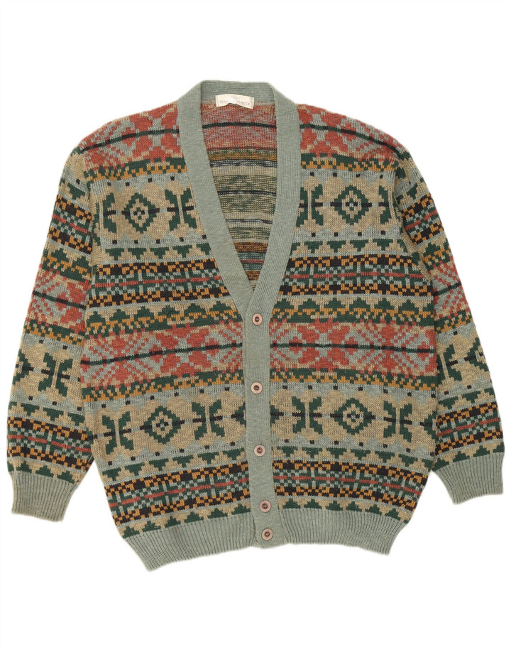 Marks & Spencer Mens Cardigan Sweater Medium Multicoloured Fair Isle
