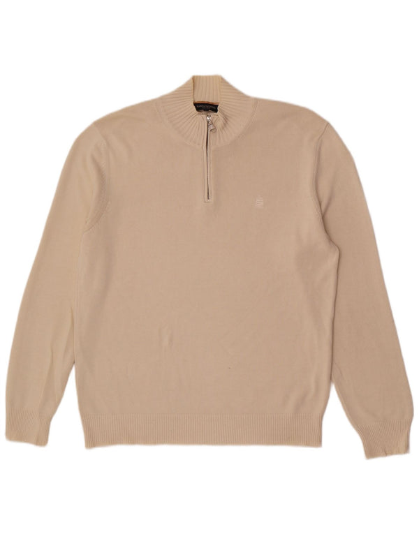 Marina Yachting Mens Zip Neck Jumper Sweater XL Beige