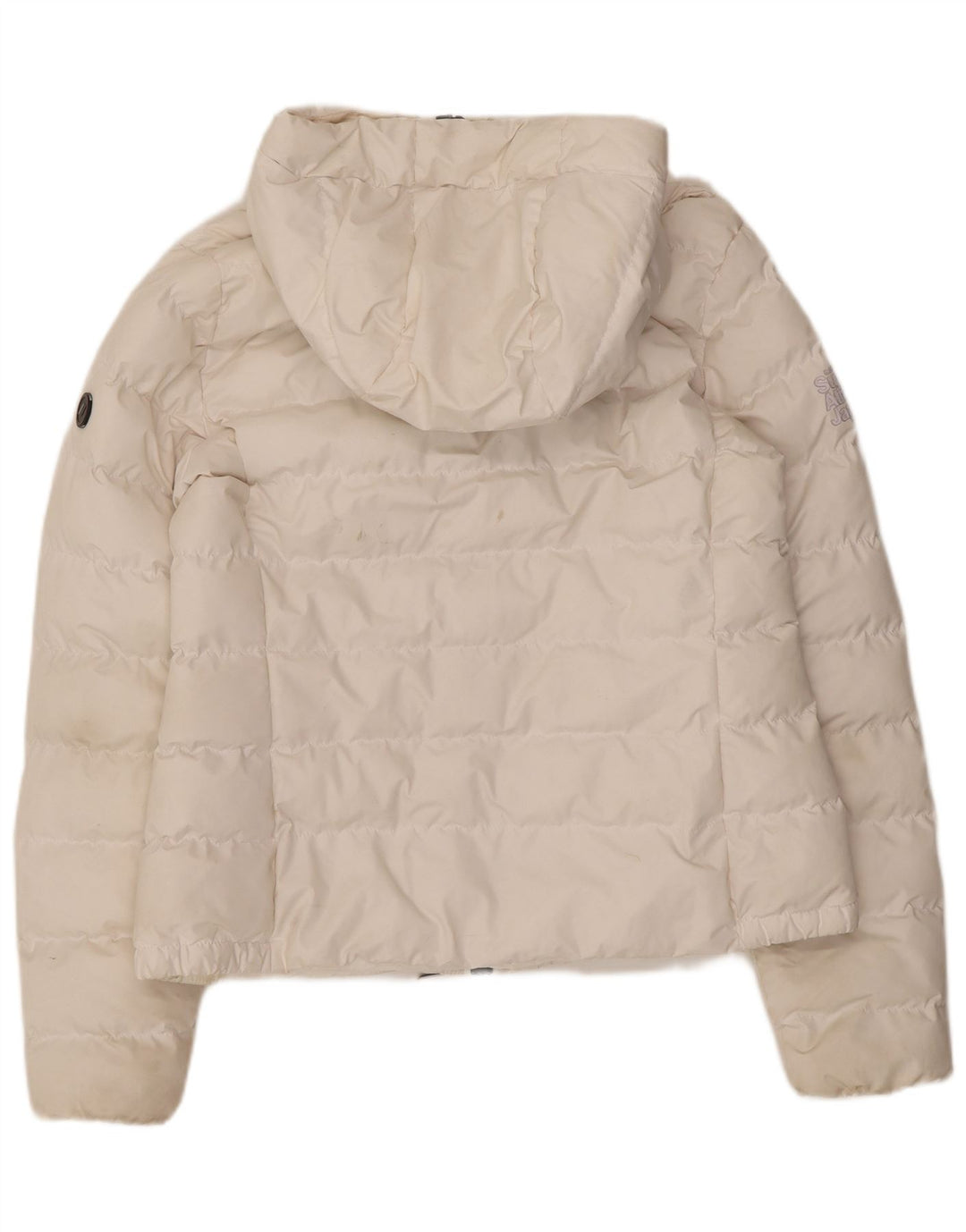 Superdry Womens Hooded Padded Jacket UK 12 Medium White Polyester