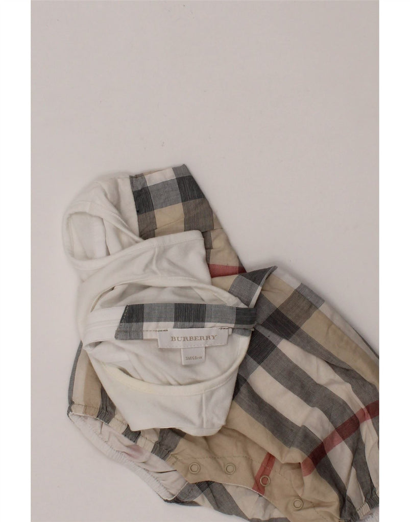 BURBERRY Baby Girls Sleeveless Playsuit 0-3 Months White Check Cotton Vintage Burberry and Second-Hand Burberry from Messina Hembry 
