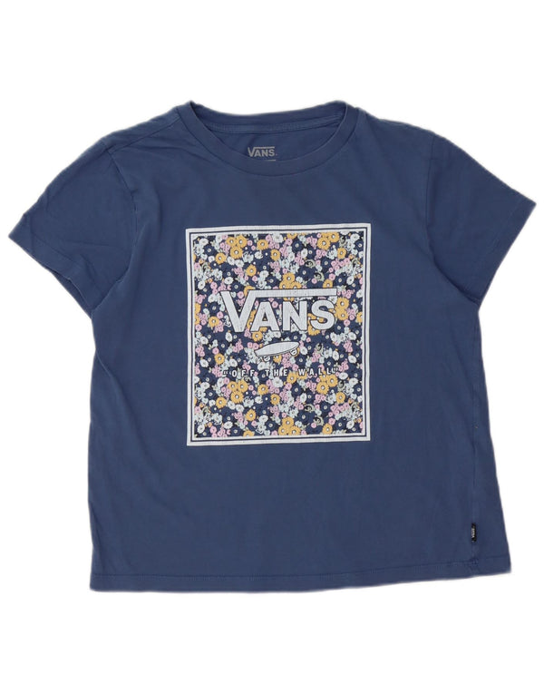 Vans Girls Graphic T-Shirt Top 12-13 Years Large Navy Blue Cotton