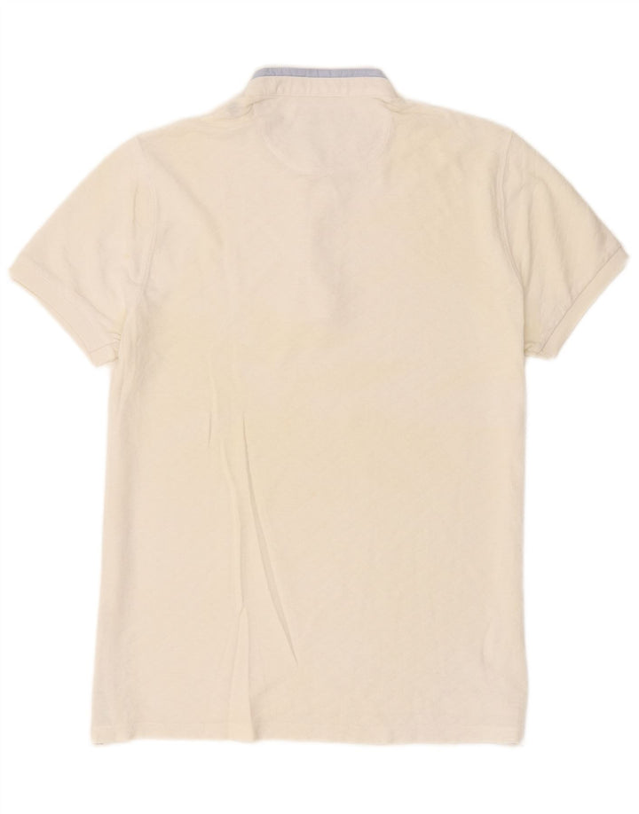 Massimo Dutti Mens Polo Shirt Medium White Colourblock
