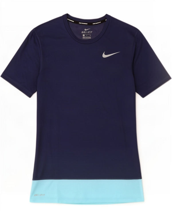 Nike Mens Dri Fit T-Shirt Top Small Navy Blue Colourblock