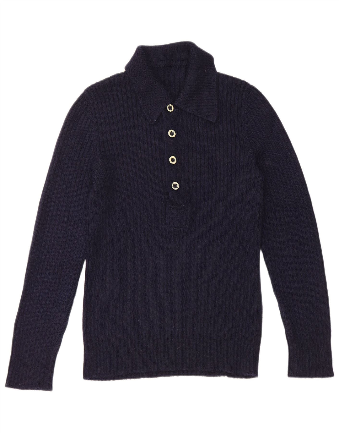 Vintage Mens Polo Neck Jumper Sweater Small Navy Blue