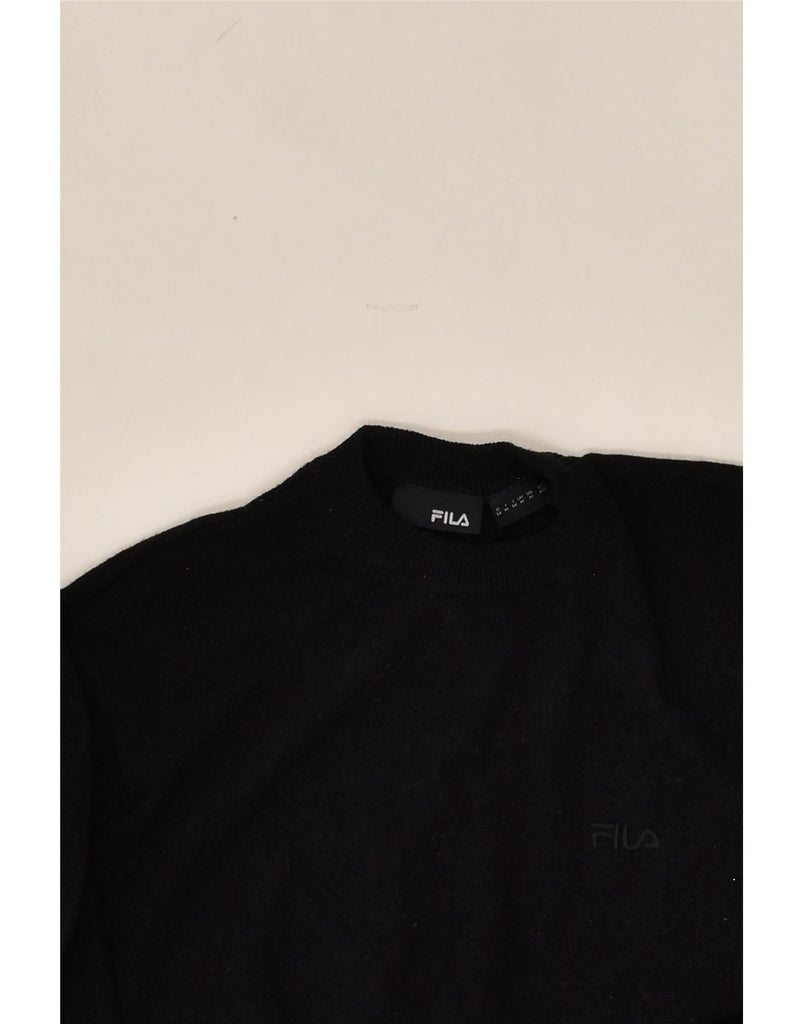 FILA Mens Crew Neck Jumper Sweater Medium Black Lambswool | Vintage Fila | Thrift | Second-Hand Fila | Used Clothing | Messina Hembry 