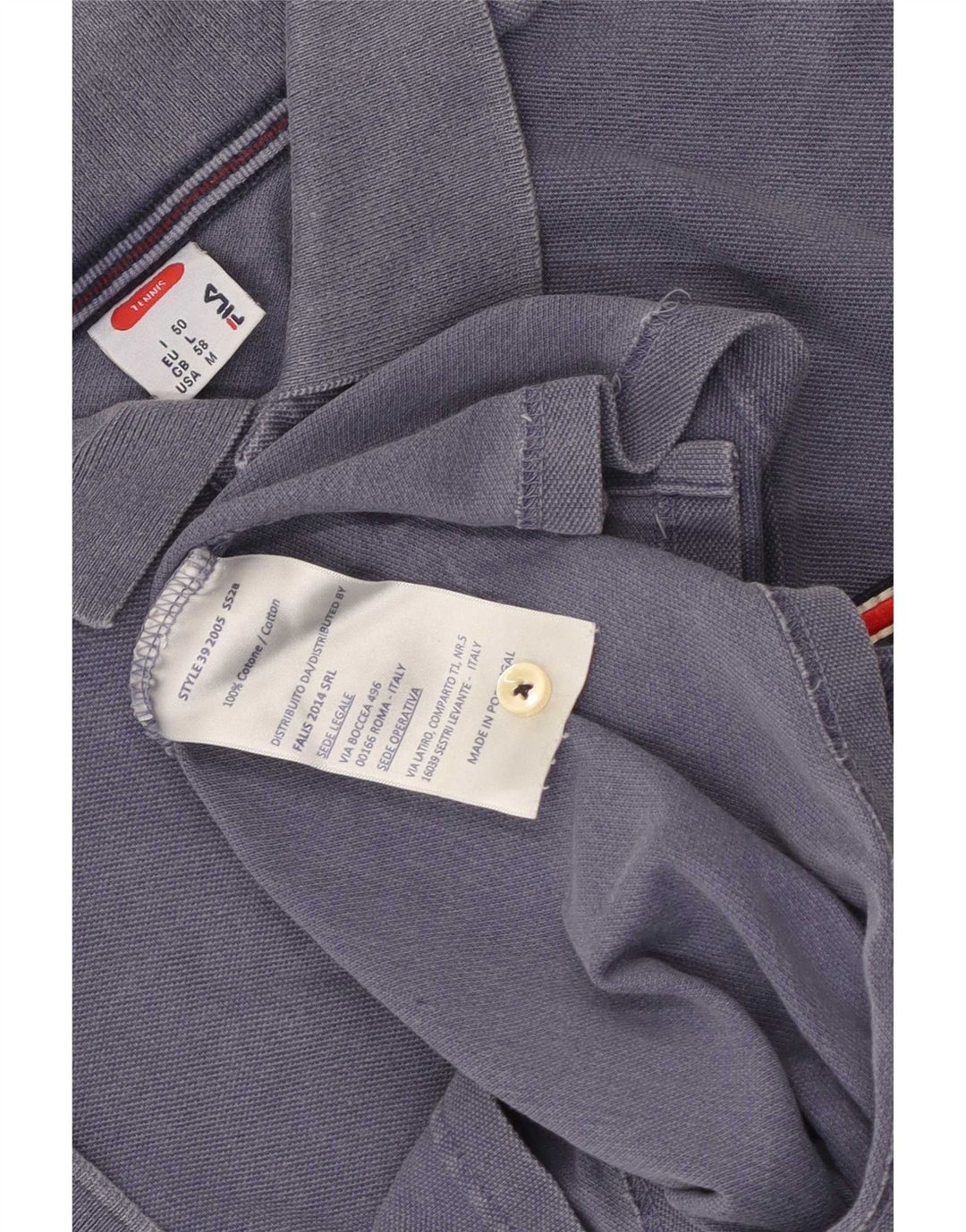 Fila Mens Polo Shirt IT 58 Medium Blue Cotton