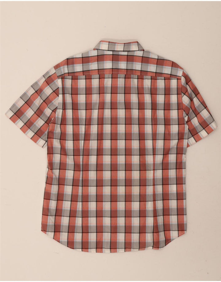 Hugo Boss Mens Modern Fit Short Sleeve Shirt Large Red Check Cotton