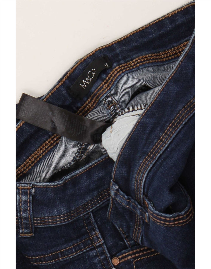 M&Co Womens Slim Jeans UK 12 Medium W34 L30 Navy Blue Cotton
