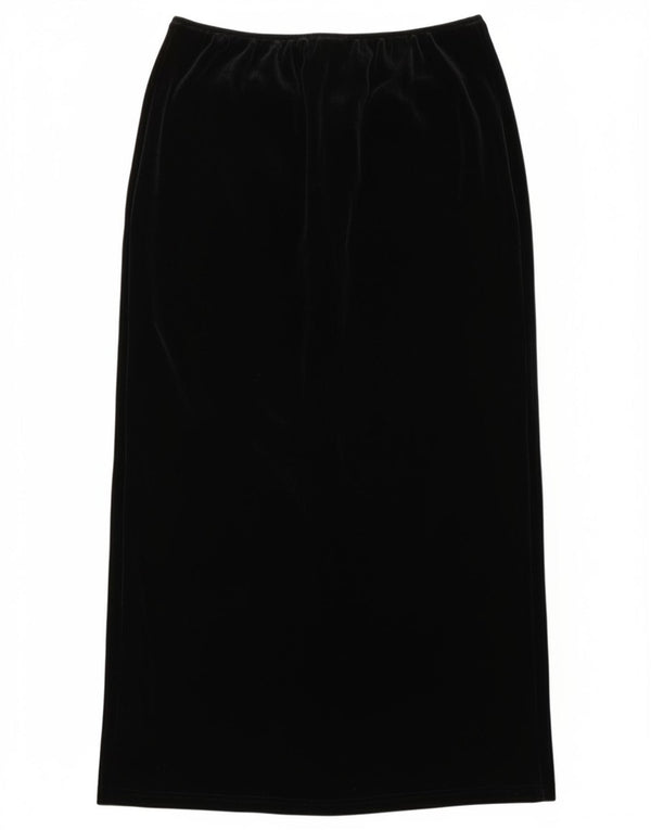 Vintage Womens Velvet Maxi Skirt UK 16 Large W34 Black Polyester