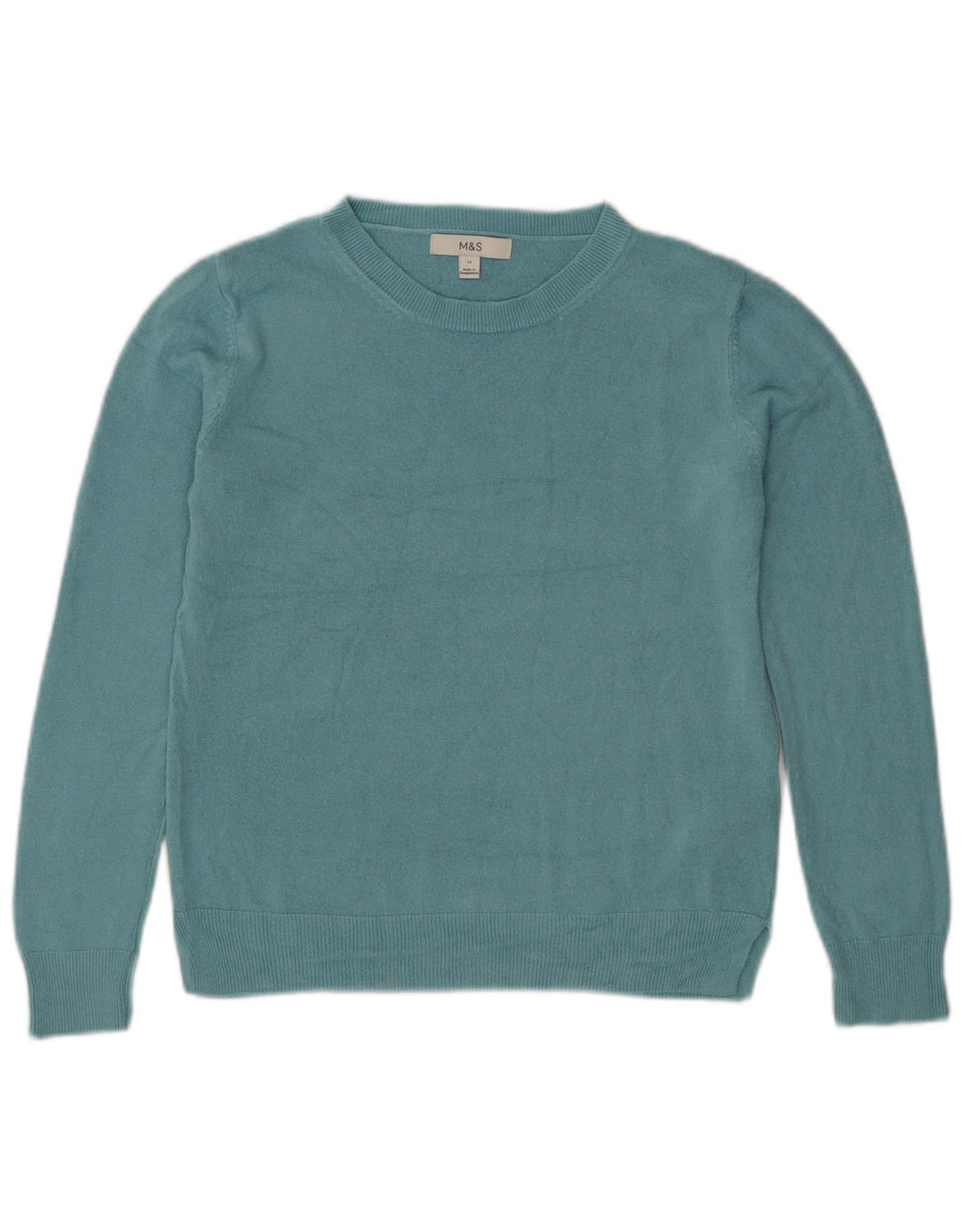 Marks & Spencer Womens Boat Neck Jumper Sweater UK 12 Medium Blue Acrylic