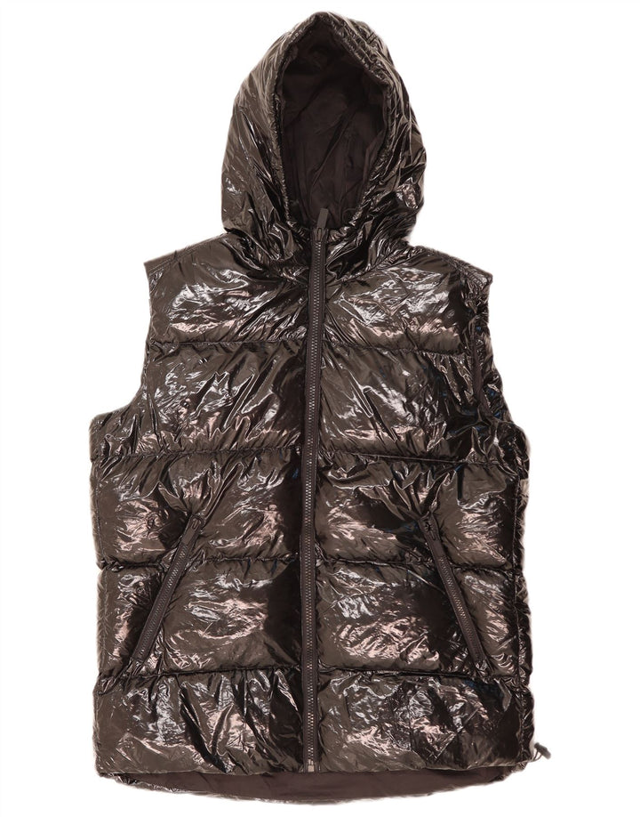 ZARA Mens Hooded Padded Gilet UK 38 Medium Black Polyester
