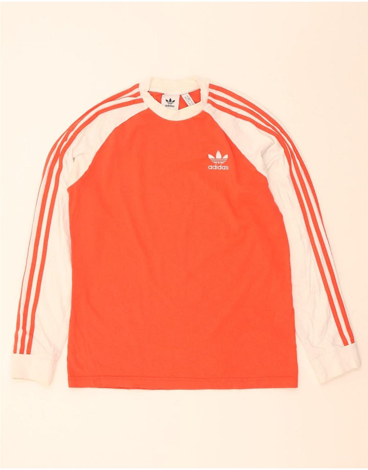 Adidas Mens Top Long Sleeve Medium Orange Colourblock Cotton