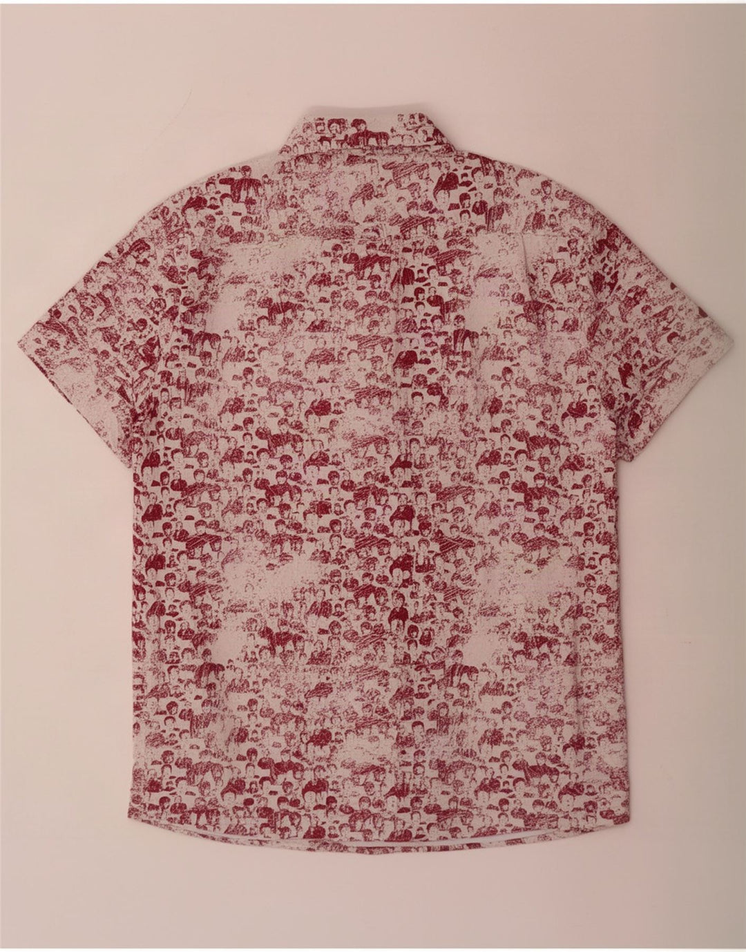 Ben Sherman Mens Abstract Pattern Short Sleeve Shirt Medium Red