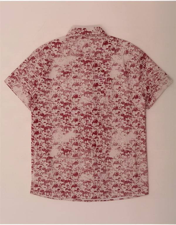 Ben Sherman Mens Abstract Pattern Short Sleeve Shirt Medium Red